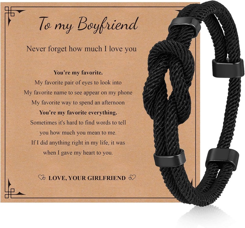TempBeau Store Love Knot Bracelet Gift for Men - Braided Cord Rope Bracelets for Men,String Bracelet with Infinity Knot Anniversary Birthday Gifts - Image 1